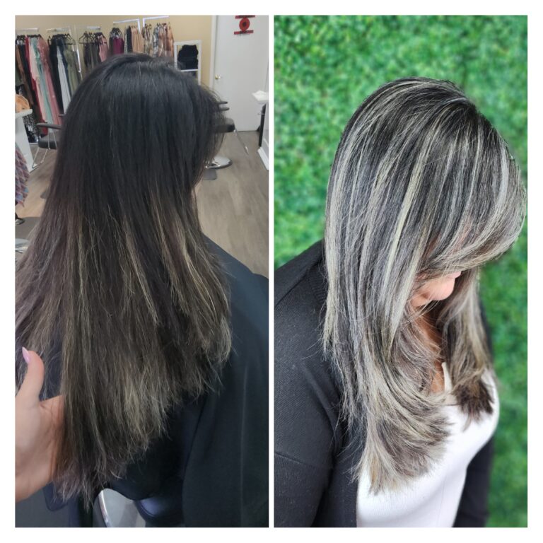 White grey highlights n black hair